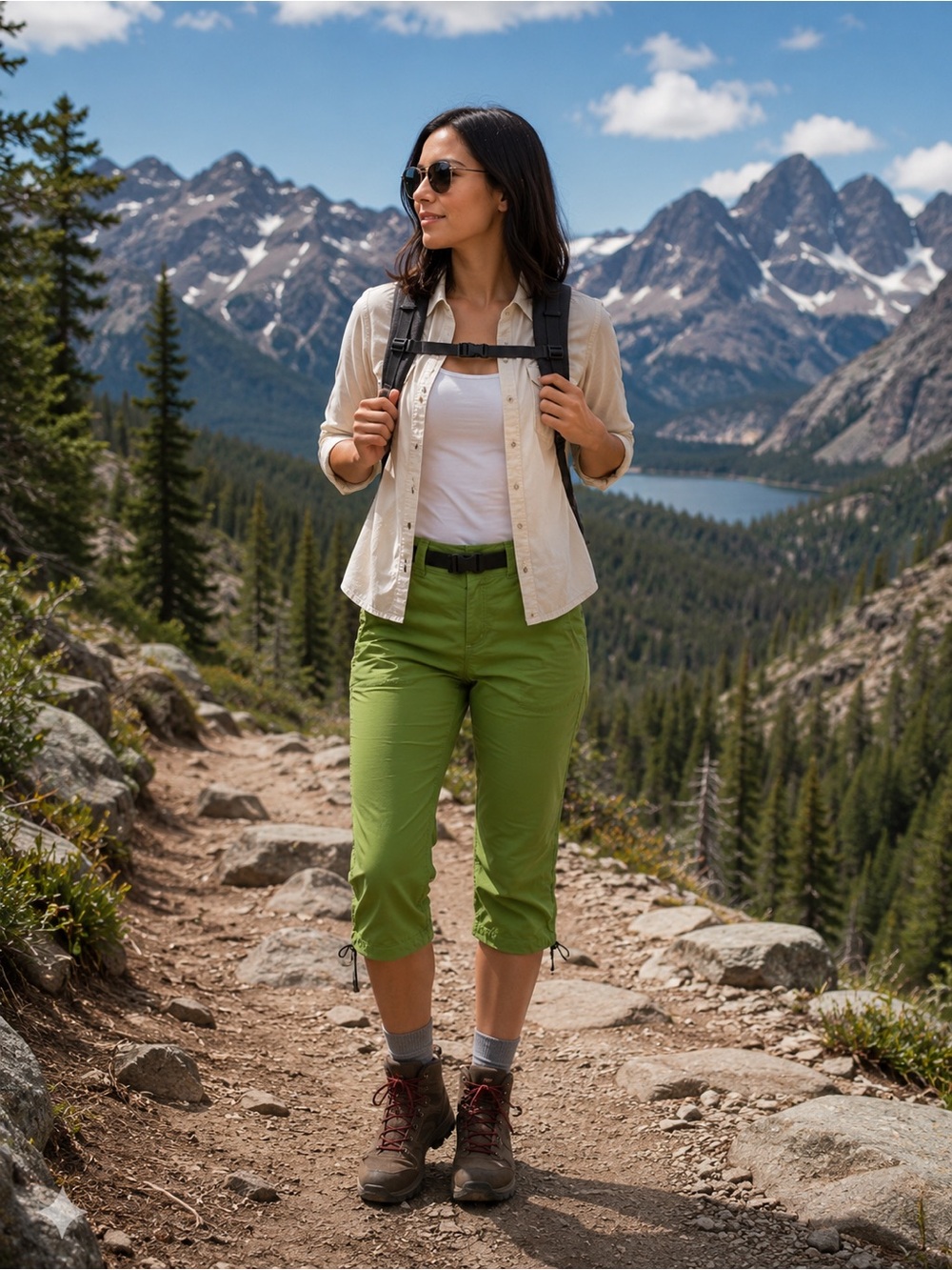 Marmot Womens Sea green Hiking Capri Crop Sz 8